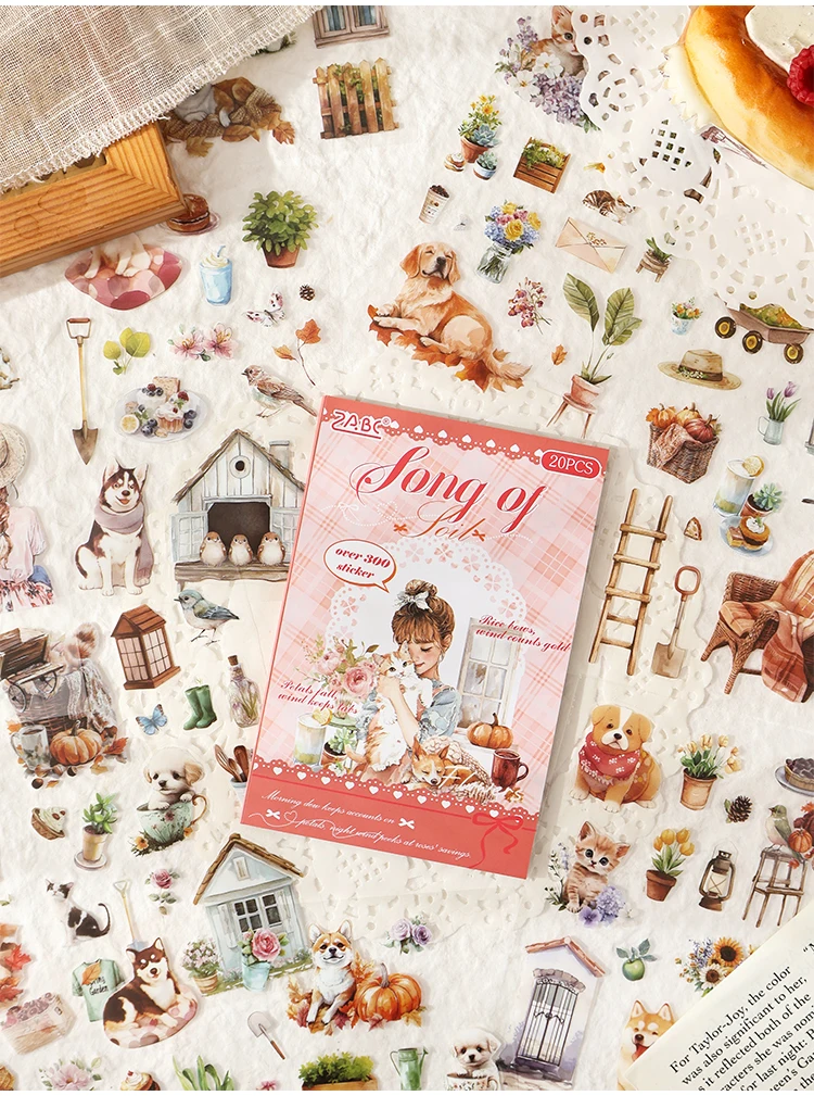 20sheets Cute Pet Life Record Series Kawaii PET Sticker Book Creative Handbook Collage DIY Scrapbook Material Aesthetic Stickers