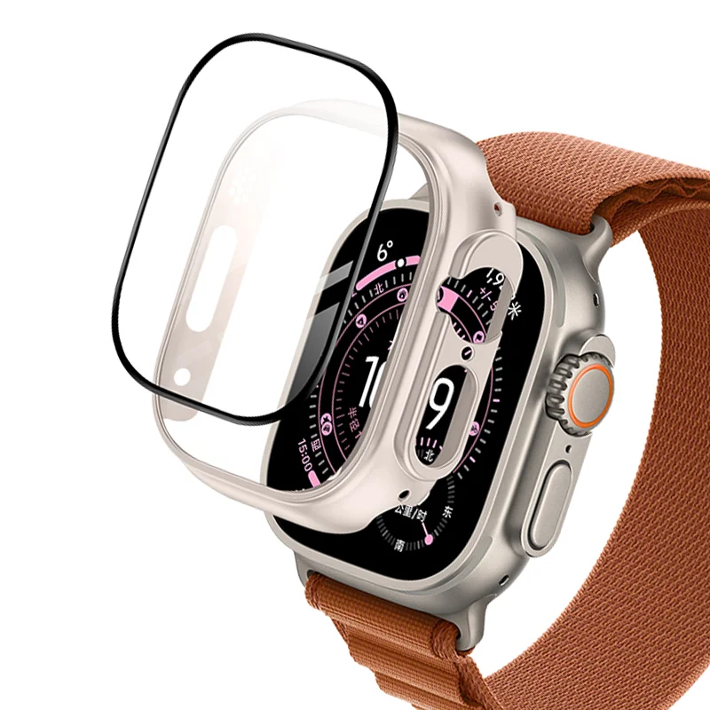 Cover For Apple Watch Ultra 3 49mm PC Bumper+Screen Protector Cover iWatch Ultra 2 49mm HD Tempered Glass+Case Shell Accessories