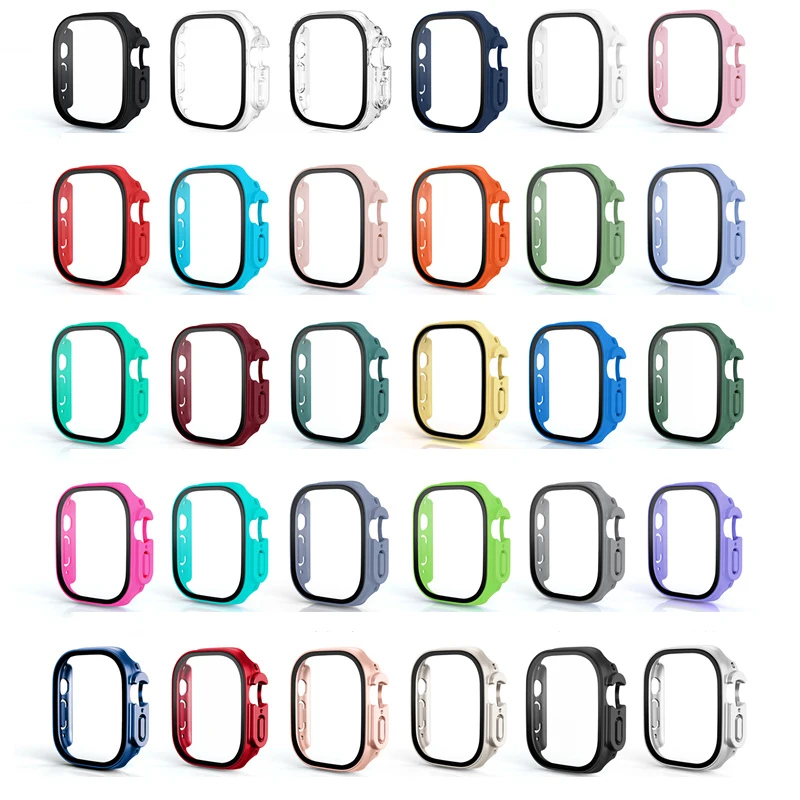 Cover For Apple Watch Ultra 3 49mm PC Bumper+Screen Protector Cover iWatch Ultra 2 49mm HD Tempered Glass+Case Shell Accessories
