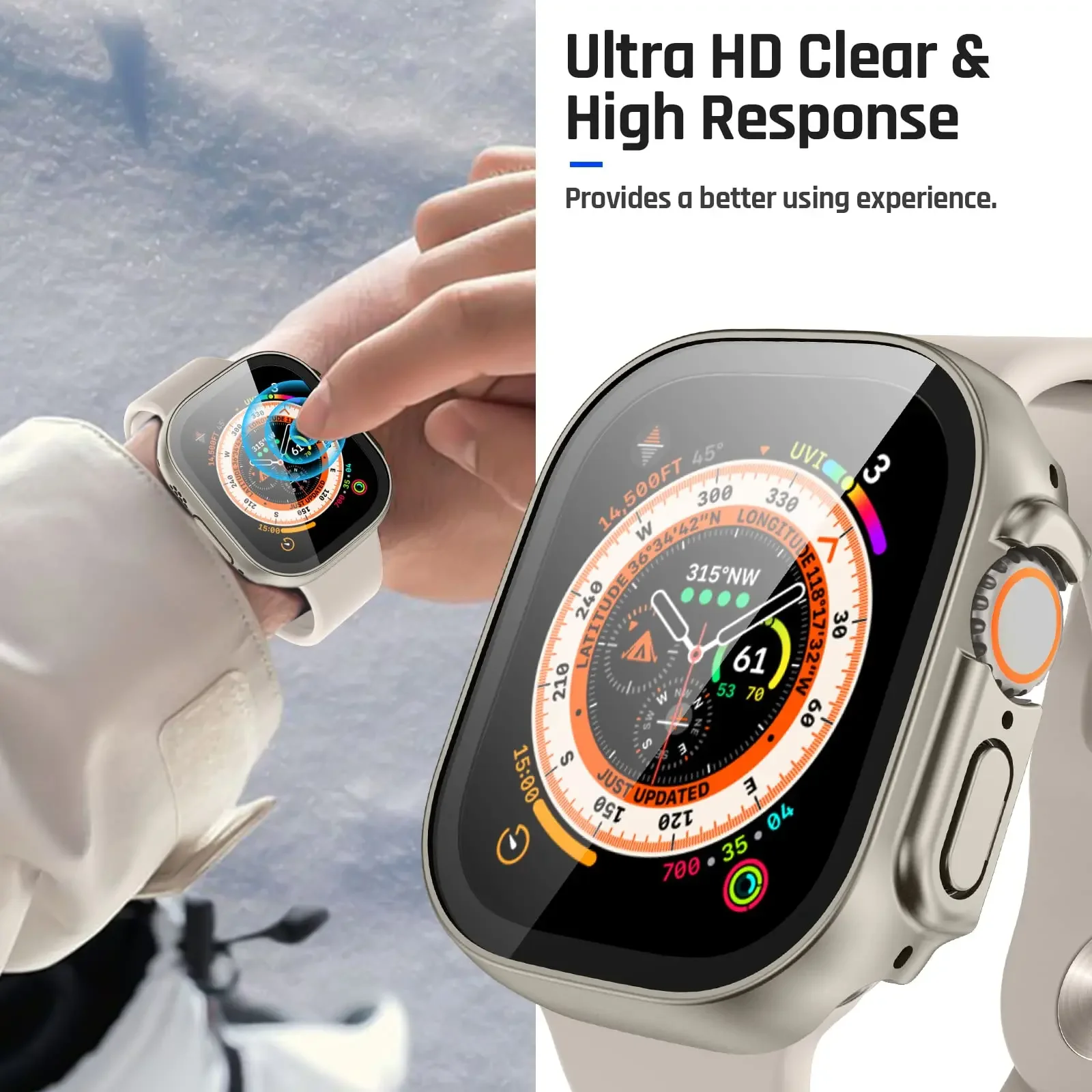Cover For Apple Watch Ultra 3 49mm PC Bumper+Screen Protector Cover iWatch Ultra 2 49mm HD Tempered Glass+Case Shell Accessories