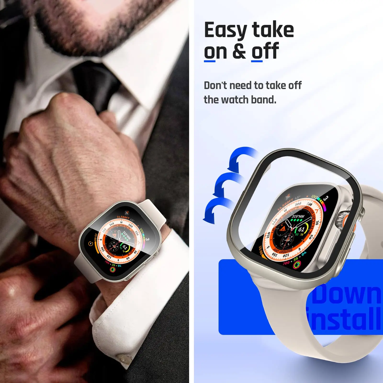 Cover For Apple Watch Ultra 3 49mm PC Bumper+Screen Protector Cover iWatch Ultra 2 49mm HD Tempered Glass+Case Shell Accessories