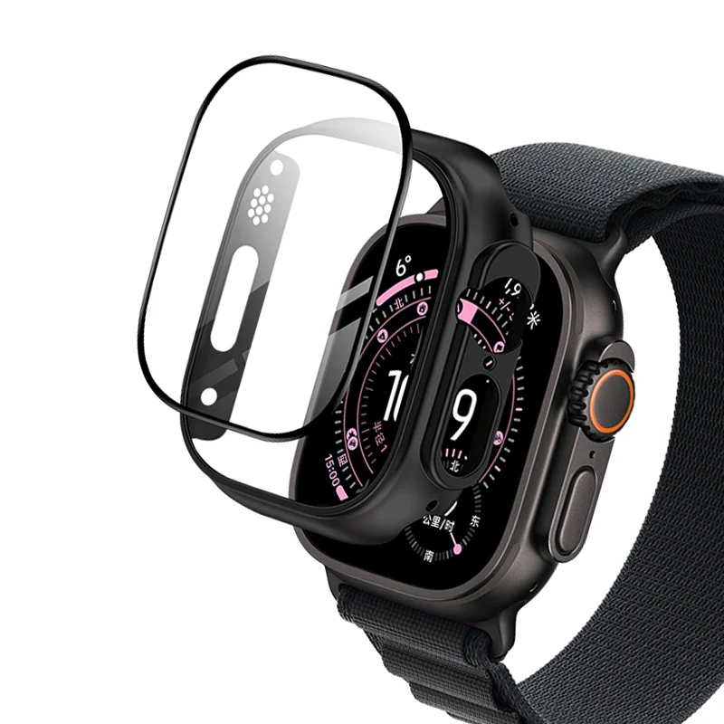 Cover For Apple Watch Ultra 3 49mm PC Bumper+Screen Protector Cover iWatch Ultra 2 49mm HD Tempered Glass+Case Shell Accessories