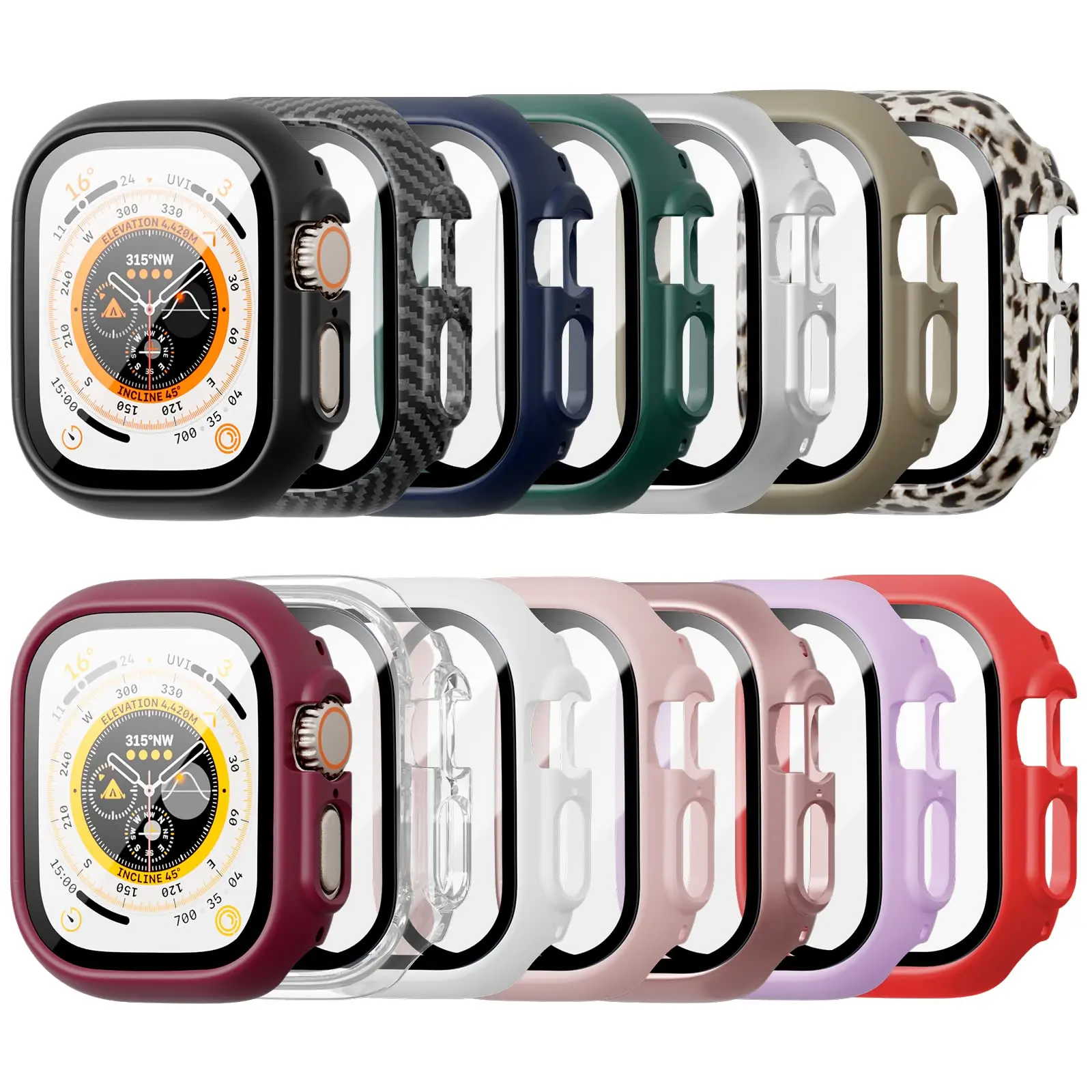 Cover For Apple Watch Ultra 3 49mm PC Bumper+Screen Protector Cover iWatch Ultra 2 49mm HD Tempered Glass+Case Shell Accessories