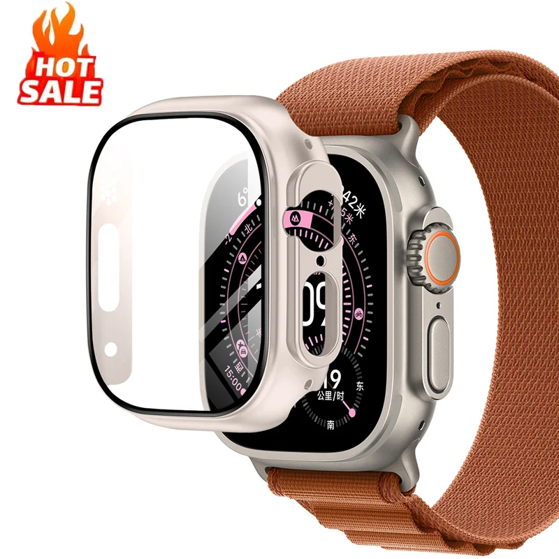 Cover For Apple Watch Ultra 3 49mm PC Bumper+Screen Protector Cover iWatch Ultra 2 49mm HD Tempered Glass+Case Shell Accessories