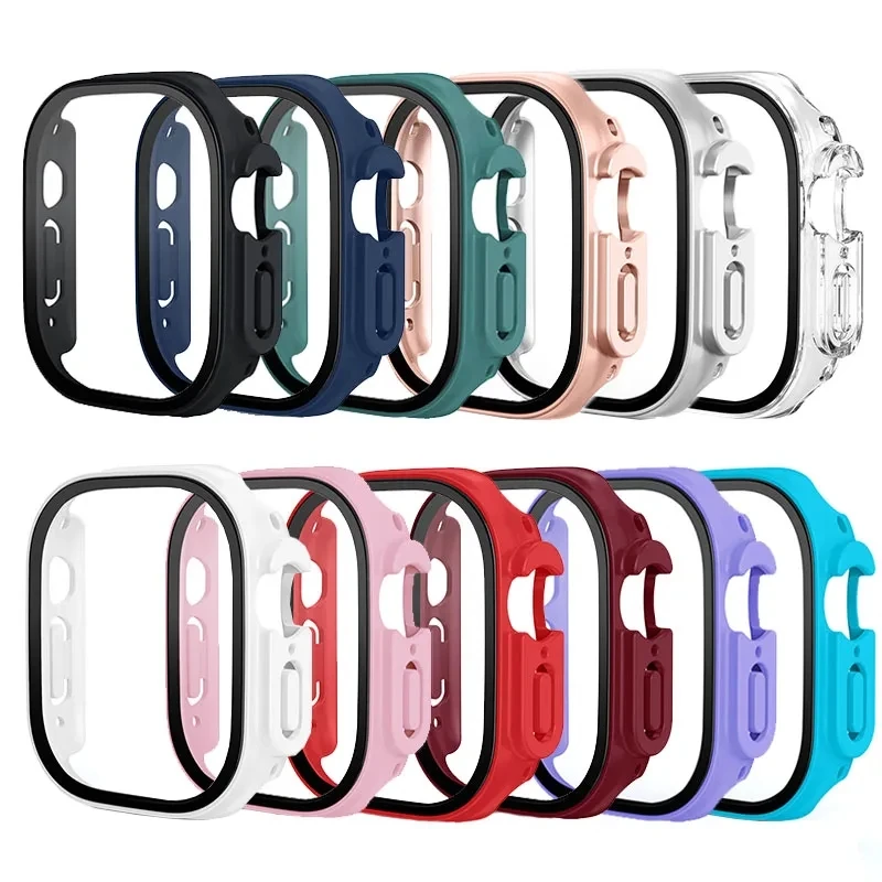 Cover For Apple Watch Ultra 3 49mm PC Bumper+Screen Protector Cover iWatch Ultra 2 49mm HD Tempered Glass+Case Shell Accessories