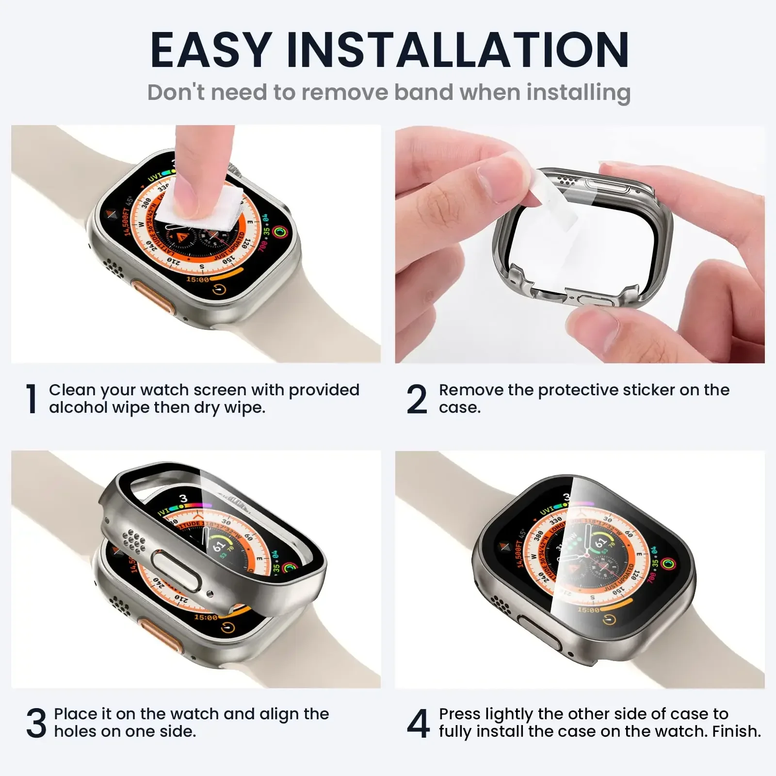 Cover For Apple Watch Ultra 3 49mm PC Bumper+Screen Protector Cover iWatch Ultra 2 49mm HD Tempered Glass+Case Shell Accessories