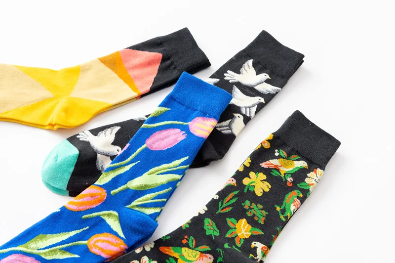 1 Pair Women Socks Cartoon Art Octopus Flower Plant Kawaii Funny Casual Female Cotton Sock Hosiery Streetwear Harajuku Crew Sox