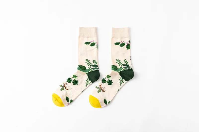 1 Pair Women Socks Cartoon Art Octopus Flower Plant Kawaii Funny Casual Female Cotton Sock Hosiery Streetwear Harajuku Crew Sox