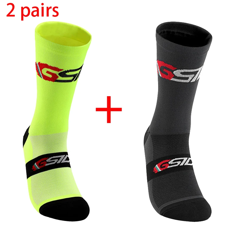 2pairs 2023 New Cycling Socks Bike Nurse Compression Road Bike Running Mtb Knee-high White Sports Funny Brand Black