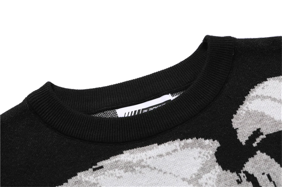 FGKKS Mens Hip Hop Streetwear Harajuku Sweater Vintage Japanese Style Anime Girl Knitted 2022 Cotton Pullover Sweaters Male