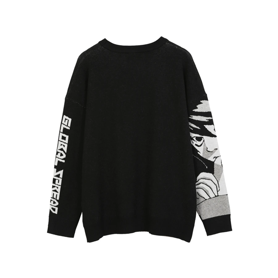 FGKKS Mens Hip Hop Streetwear Harajuku Sweater Vintage Japanese Style Anime Girl Knitted 2022 Cotton Pullover Sweaters Male