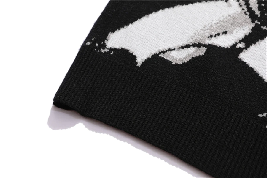 FGKKS Mens Hip Hop Streetwear Harajuku Sweater Vintage Japanese Style Anime Girl Knitted 2022 Cotton Pullover Sweaters Male