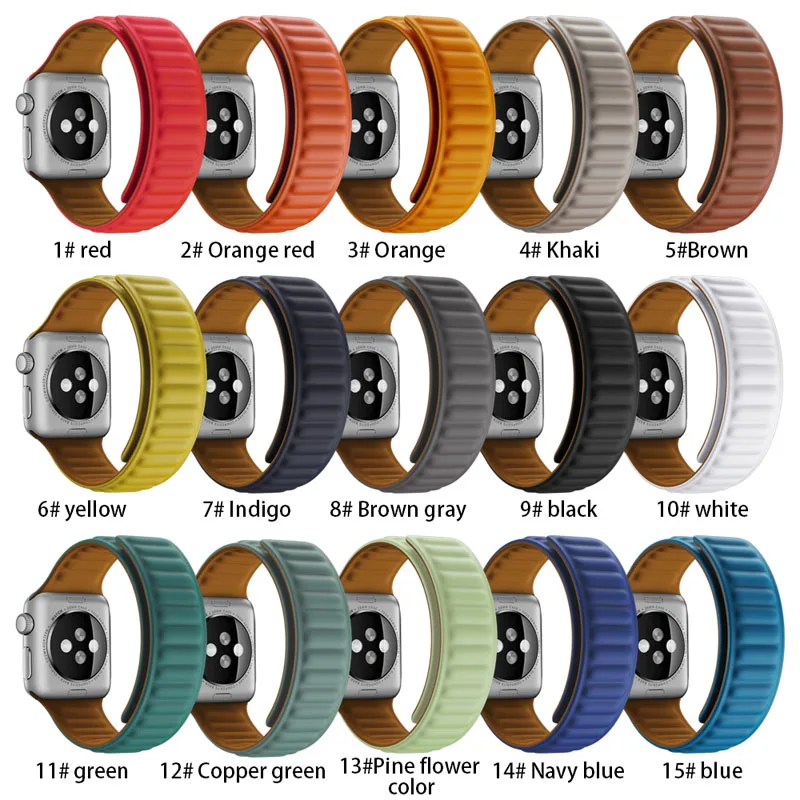 Silicone Link strap for Apple watch band 44mm 40mm 45mm 41mm 46mm 49mm Magnetic Loop bracelet iwatch series SE 7 8 9 ultra 2 10