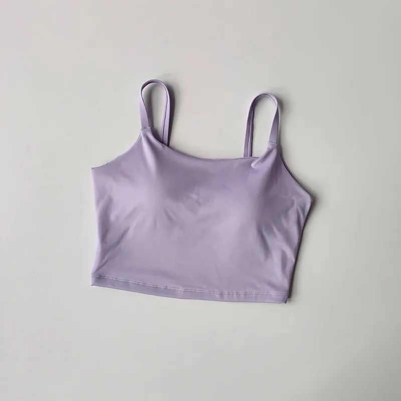 Small Sling Vest Integrated Fixed Gathering Sports Underwear Women's Bra Beauty Back Training Fitness Bra Summer Clothing Suit