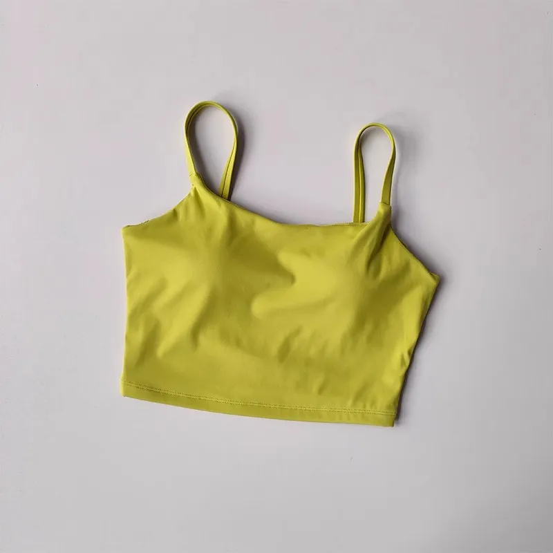 Small Sling Vest Integrated Fixed Gathering Sports Underwear Women's Bra Beauty Back Training Fitness Bra Summer Clothing Suit