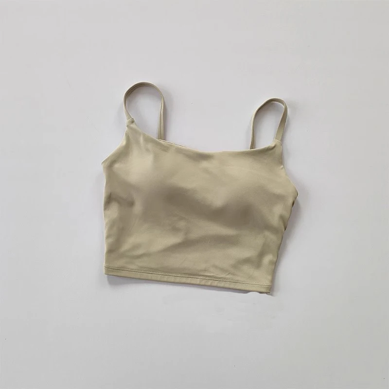 Small Sling Vest Integrated Fixed Gathering Sports Underwear Women's Bra Beauty Back Training Fitness Bra Summer Clothing Suit