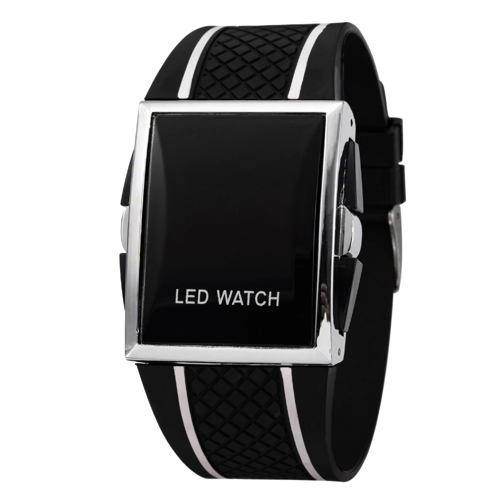 Men Sport Digital Watches Black White Rectangle Man LED Fitness Watch Silicone Strap Mens Electronic Clock Relogio Masculino New