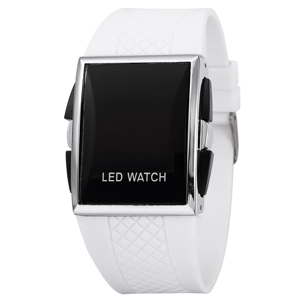 Men Sport Digital Watches Black White Rectangle Man LED Fitness Watch Silicone Strap Mens Electronic Clock Relogio Masculino New
