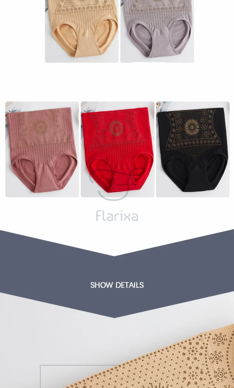 Flarixa Seamless High Waist Postpartum Panties Women's Abdomen Hip Lift Briefs Body Shaping Pants Plus Size Breathable Underwear