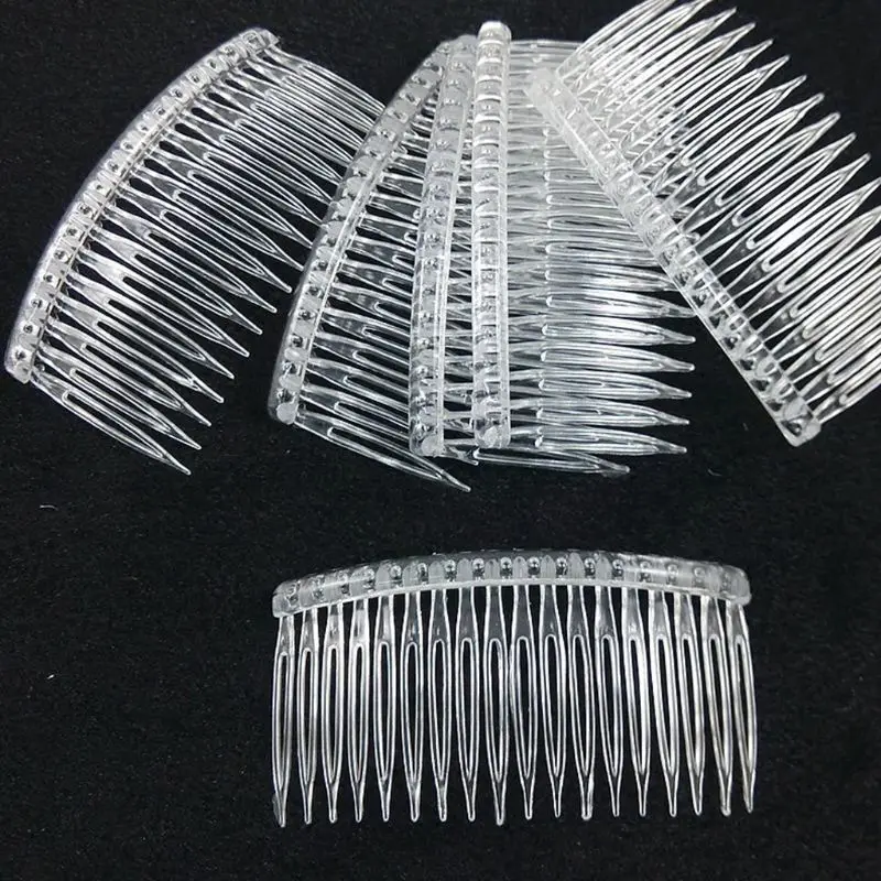10Pcs/Set Bride Tiara Veil Comb Plastic Black White Transparent Fork Combs Drop Ship