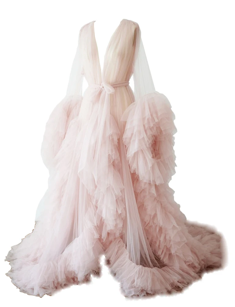 Ladies Dressing Gown Perspektive Sheer Long Robe Fluffy Dessous Fotografie Bridal Fluffy Maternity Robes Photo Shoot Bathrobe