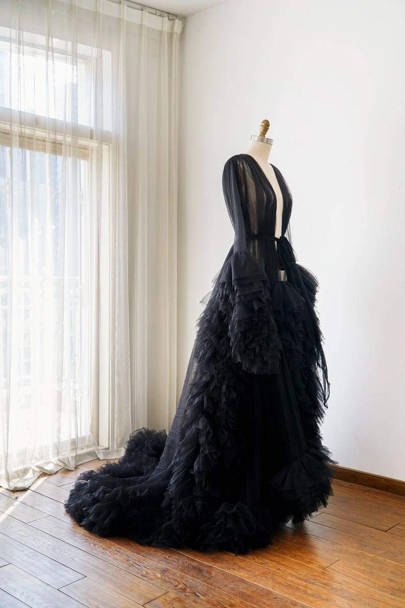 Ladies Dressing Gown Perspektive Sheer Long Robe Fluffy Dessous Fotografie Bridal Fluffy Maternity Robes Photo Shoot Bathrobe
