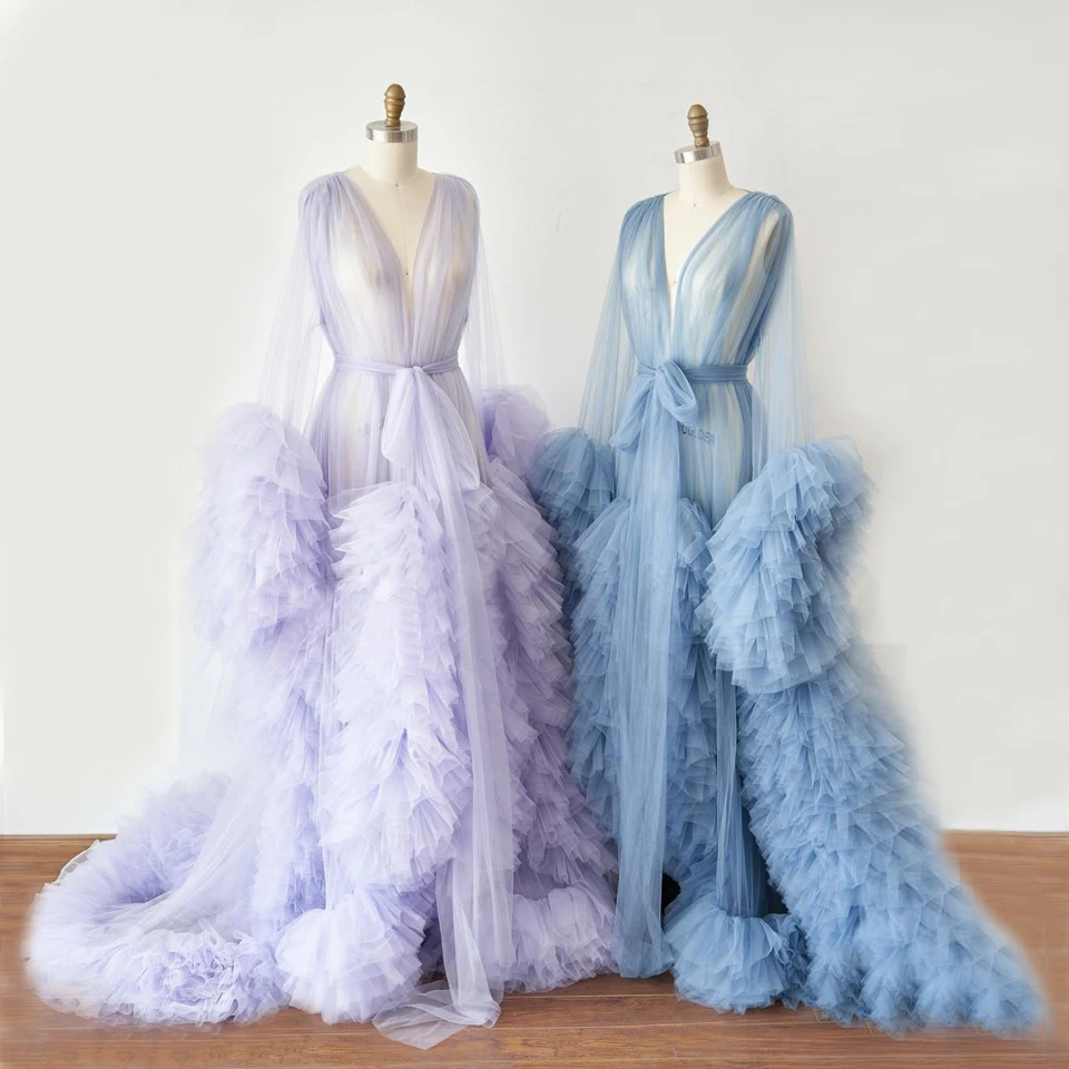 Ladies Dressing Gown Perspektive Sheer Long Robe Fluffy Dessous Fotografie Bridal Fluffy Maternity Robes Photo Shoot Bathrobe