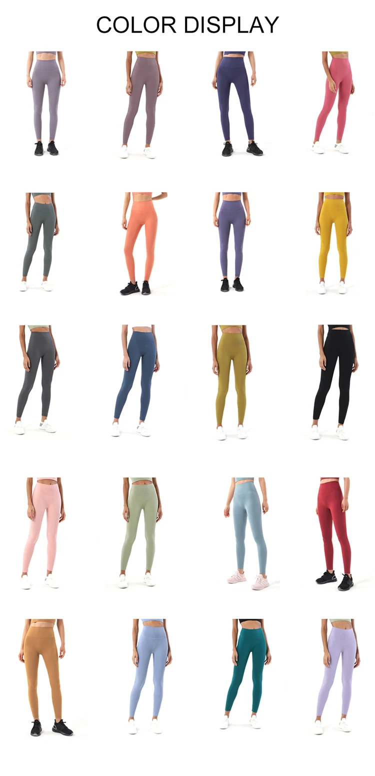 SOISOU Nylon Leggings Women Yoga Pants Tight High Waist Hidden Pocket Sports Fitness Women's Pants Gym Clothing 37 Colors