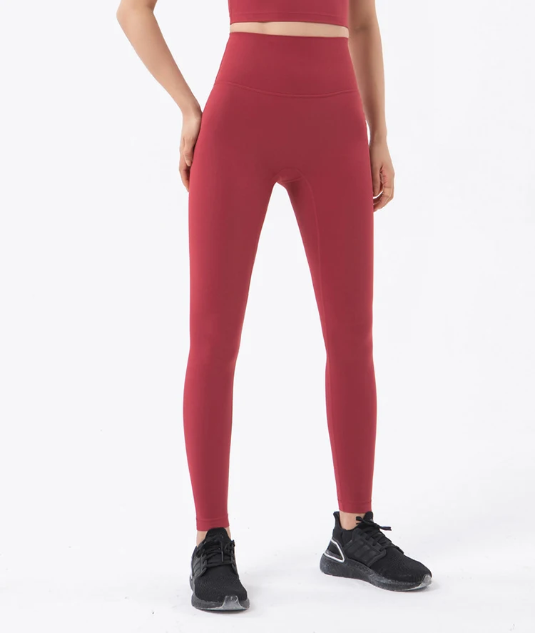 SOISOU Nylon Leggings Women Yoga Pants Tight High Waist Hidden Pocket Sports Fitness Women's Pants Gym Clothing 37 Colors