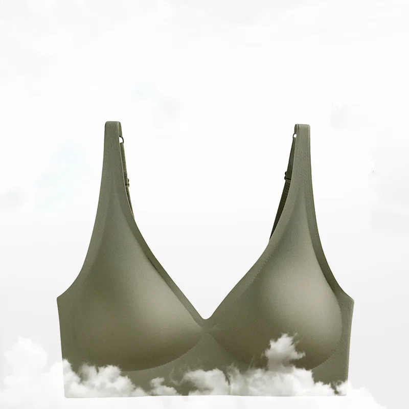 No-Show Deep V-neck Bras For Women Push-Up Bra Wire Free Sexy Lingerie Padded Underwear Plus Size Solid Color Intimates S-3XL