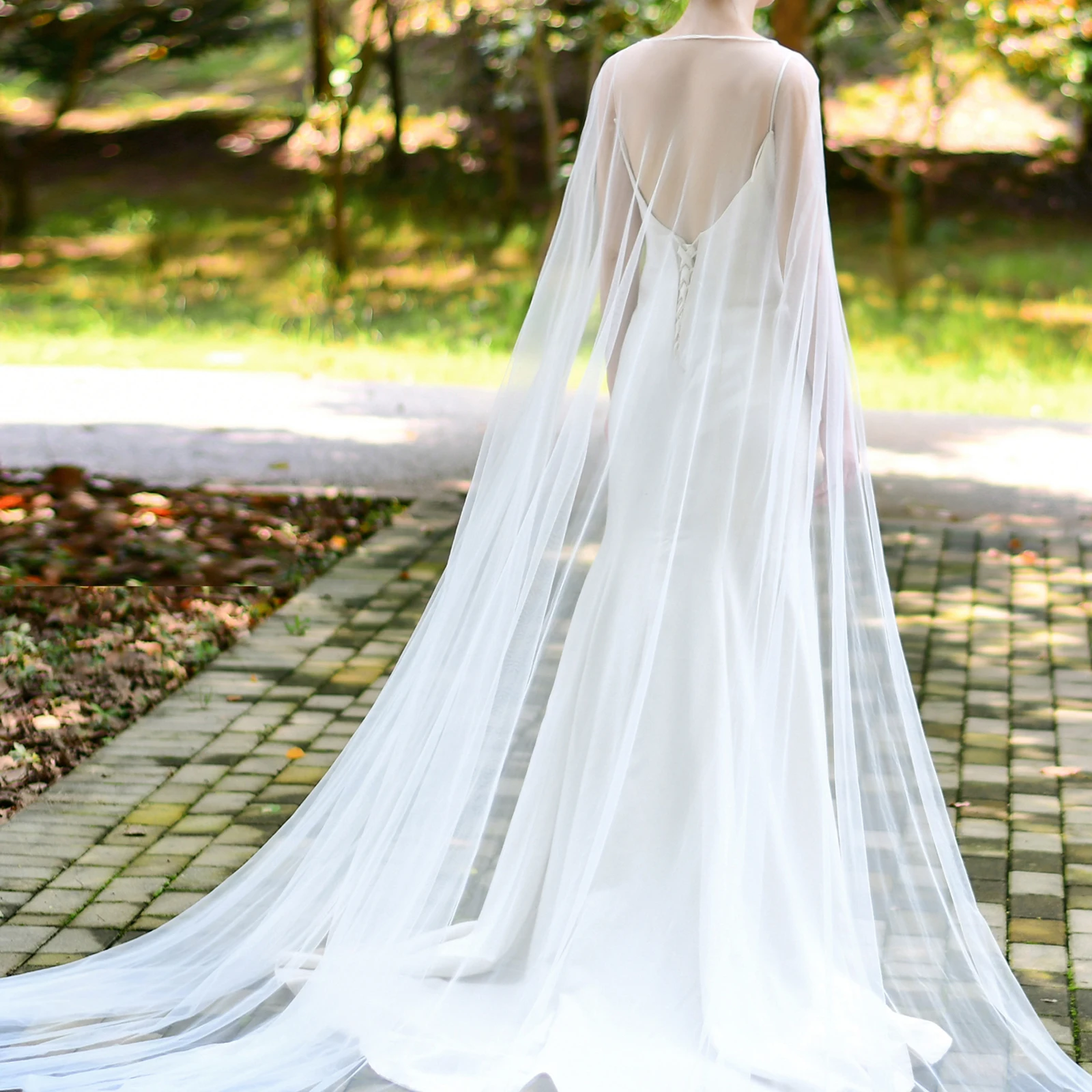 YouLaPan G16 Cathedral Long Bridal Shawl Wedding Cape Shoulder Cover FemaleWraps Bolero Ivory Woman Party Shawl Customizable