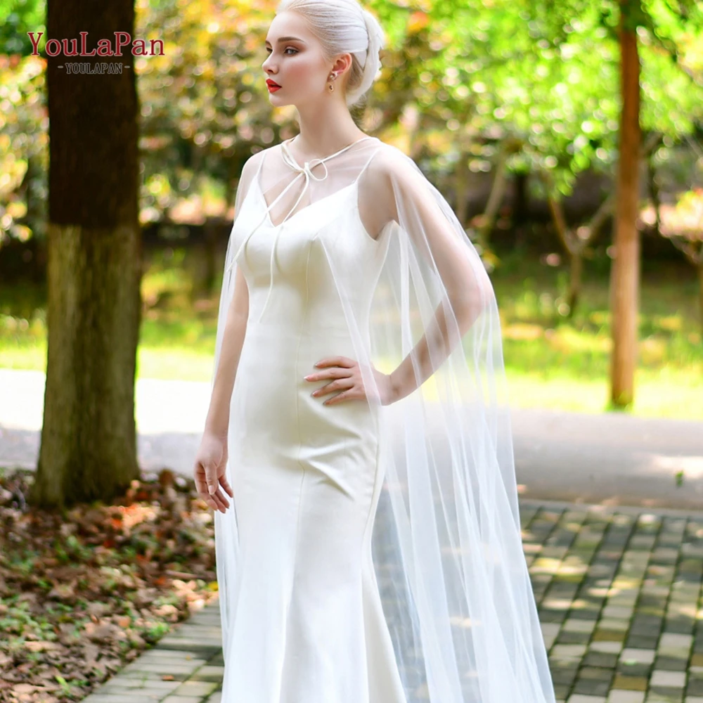 YouLaPan G16 Cathedral Long Bridal Shawl Wedding Cape Shoulder Cover FemaleWraps Bolero Ivory Woman Party Shawl Customizable