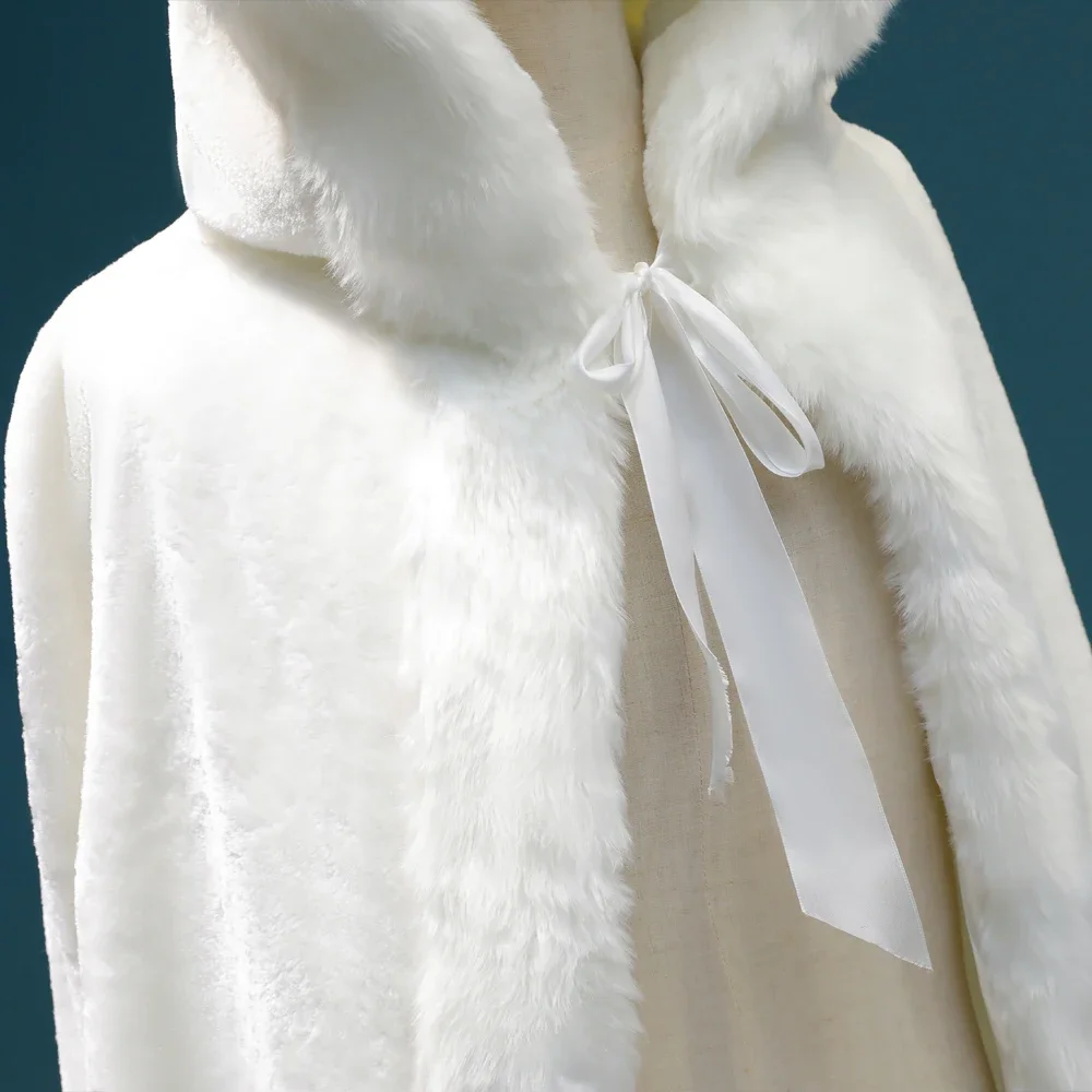Winter Long Warm Wedding Capes Wedding Cloak Floor Length Bride Shawl Faux Fur Cape Coat Adult Bridal Wrap Customized