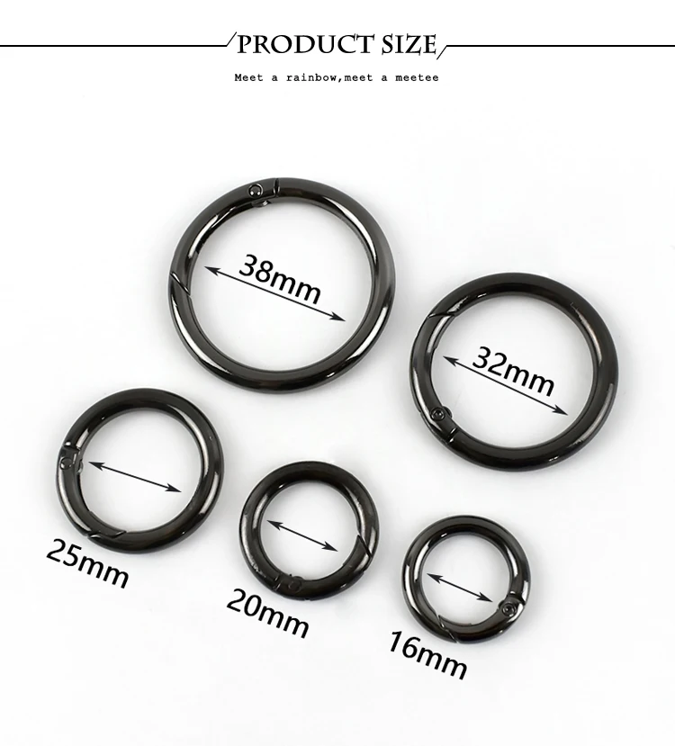 10Pcs Deepeel 10-38mm Metal O Ring Buckle Round Openable Spring Clasp Carabiner Snap Keychain Hooks DIY Clothes Bags Accessories