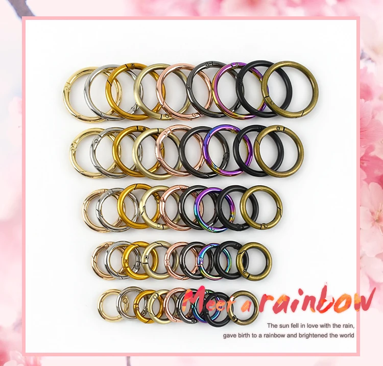 10Pcs Deepeel 10-38mm Metal O Ring Buckle Round Openable Spring Clasp Carabiner Snap Keychain Hooks DIY Clothes Bags Accessories