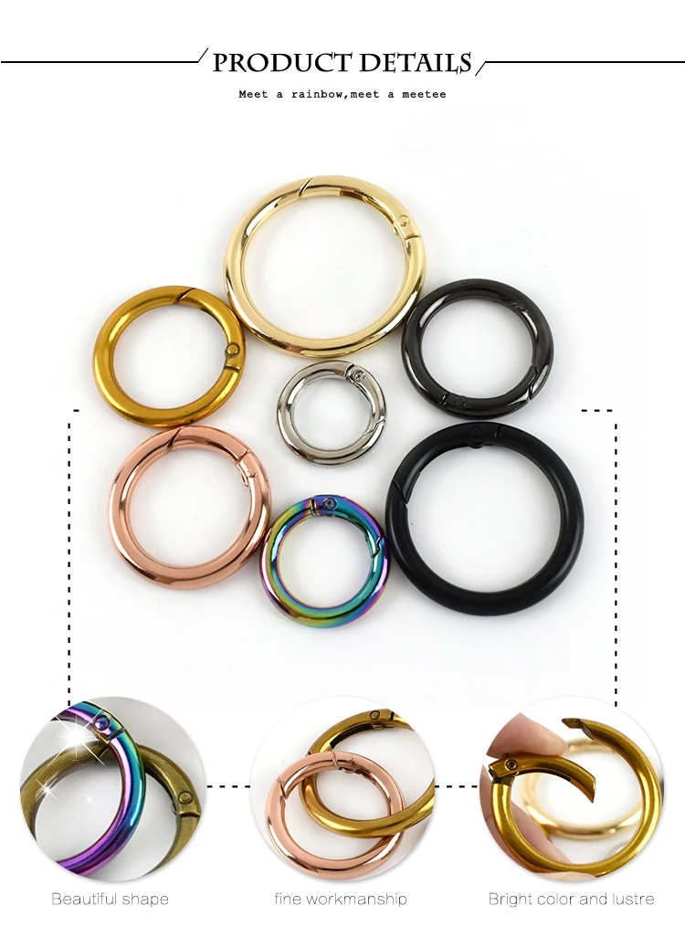 10Pcs Deepeel 10-38mm Metal O Ring Buckle Round Openable Spring Clasp Carabiner Snap Keychain Hooks DIY Clothes Bags Accessories