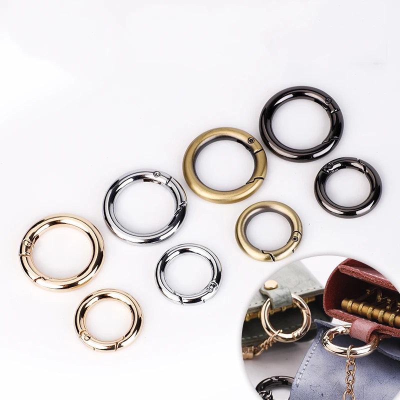 10Pcs Deepeel 10-38mm Metal O Ring Buckle Round Openable Spring Clasp Carabiner Snap Keychain Hooks DIY Clothes Bags Accessories