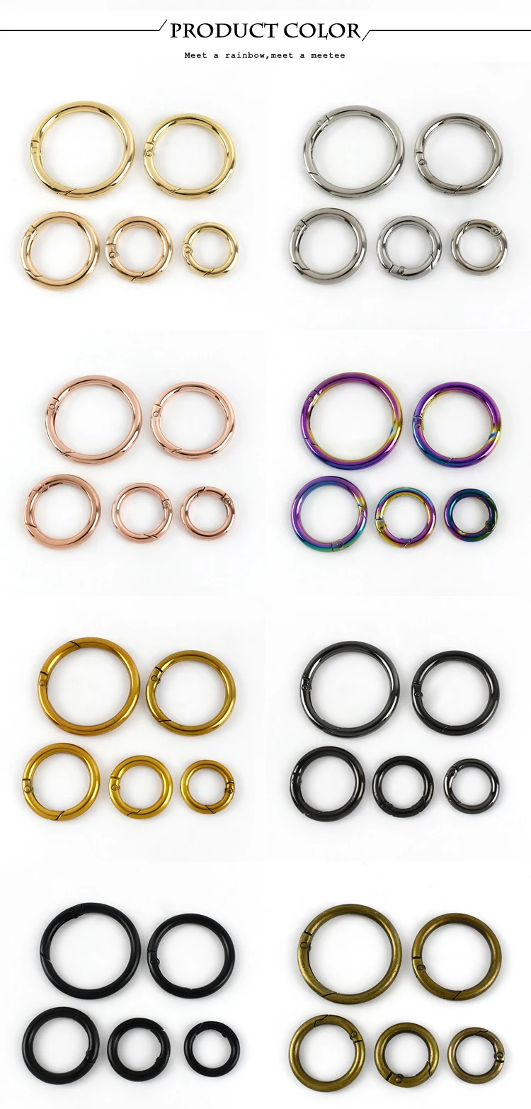 10Pcs Deepeel 10-38mm Metal O Ring Buckle Round Openable Spring Clasp Carabiner Snap Keychain Hooks DIY Clothes Bags Accessories