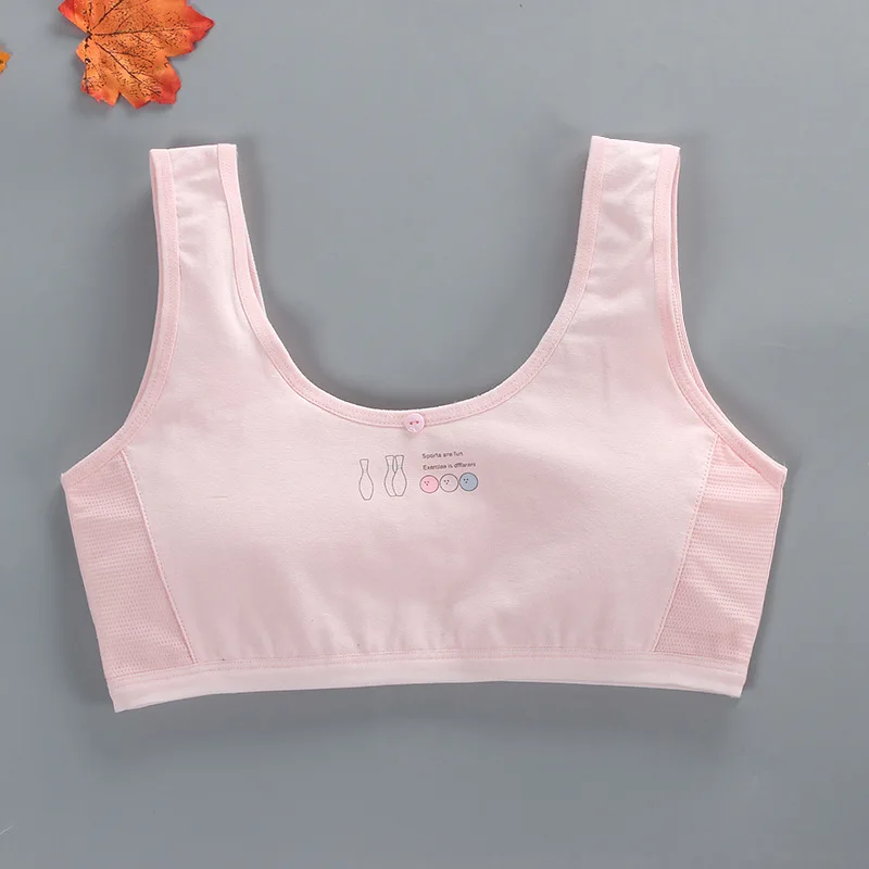 Girls Bra Puberty Students Pure Cotton Mesh Summer Breathable Vest Underwear for Junior and High School Students KF931