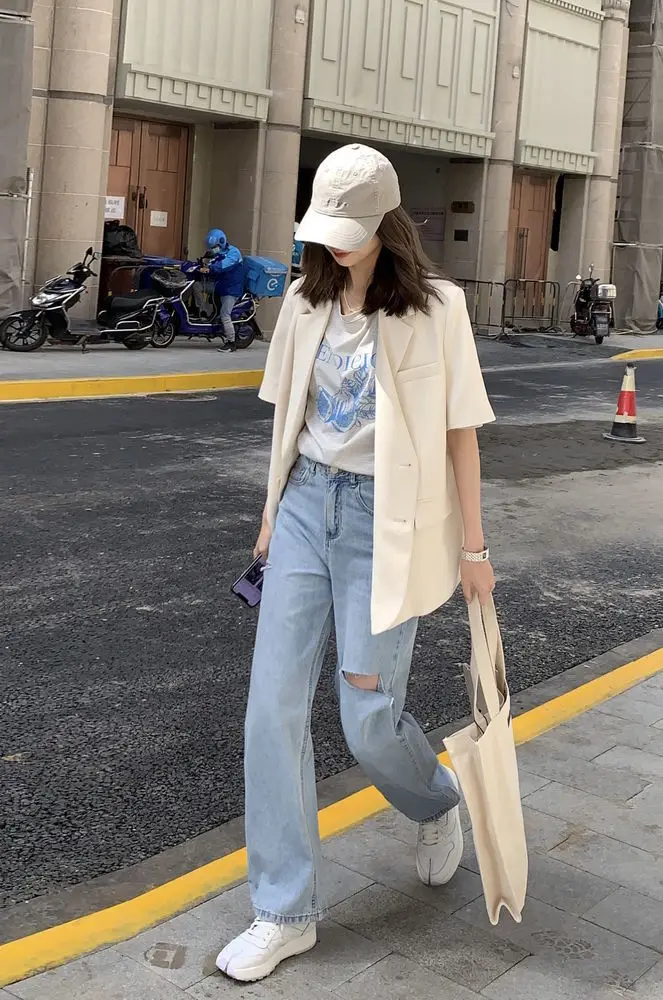 Korean Loose 2 Piece Women Short Set with Blazer Summer 2025 Thin Short-sleeved Blazers + Shorts Casual Office Ladies Suits