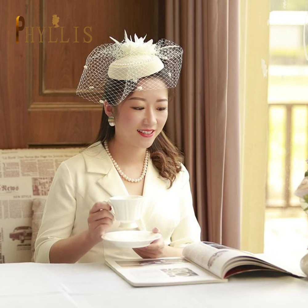 JM10 Fashion Ladies Fascinator Bridal Hats Birdcage Face Veils Bride Headwear Wedding Church Cocktail Party Headpiece