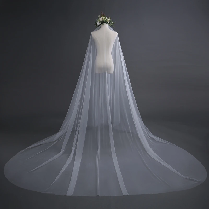 TOPQUEEN V25L Bridal Veils With Long Blusher Veil 3M*3M Elegant Off White Two Layer Veu Of Bride With Comb Boho Veil Cathedral