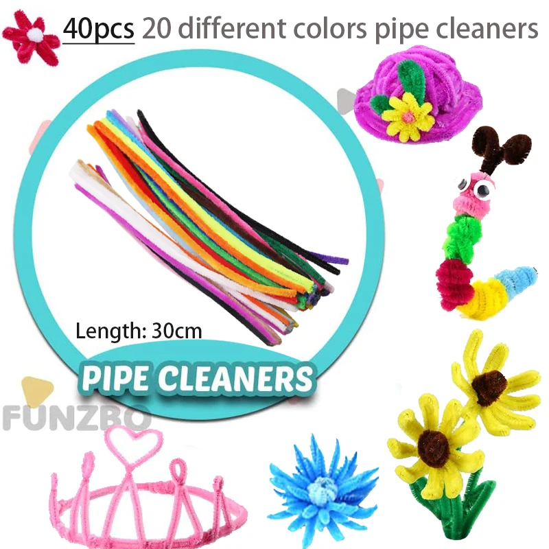 Colorful Pipe Cleaners Craft Kit Popsicle Plush Sticks Pompoms Stickers DIY Arts Supplies Children Kids Montessori Education Toy