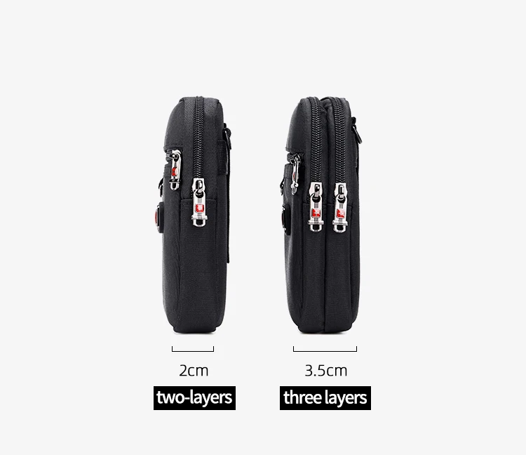 JANGEAR Gaterproof Oxford Cloth Mobile Phone Waist Bag Key Coin Wallet Men's Mobile Phone Bag Multi Function Retro Messenger Bag