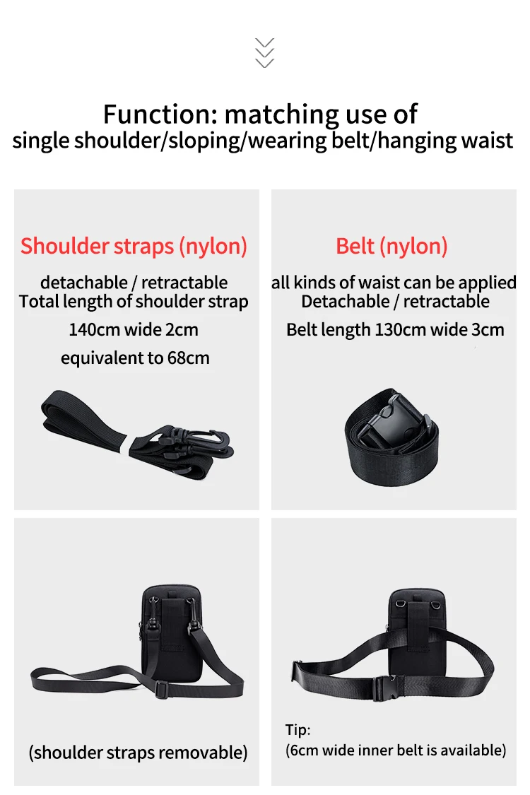 JANGEAR Gaterproof Oxford Cloth Mobile Phone Waist Bag Key Coin Wallet Men's Mobile Phone Bag Multi Function Retro Messenger Bag
