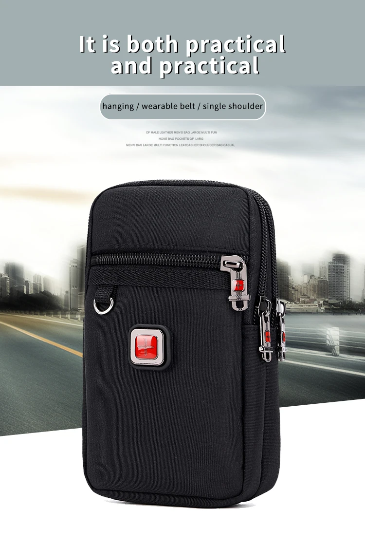 JANGEAR Gaterproof Oxford Cloth Mobile Phone Waist Bag Key Coin Wallet Men's Mobile Phone Bag Multi Function Retro Messenger Bag