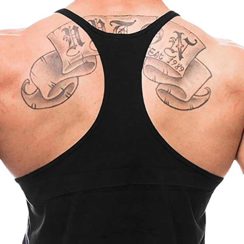 NO PAIN NO GAIN Workout Gym Clothing Bodybuilding Stringer Tank Top Men Cotton Vest Y Back Sleeveless Shirt Sports Singlets