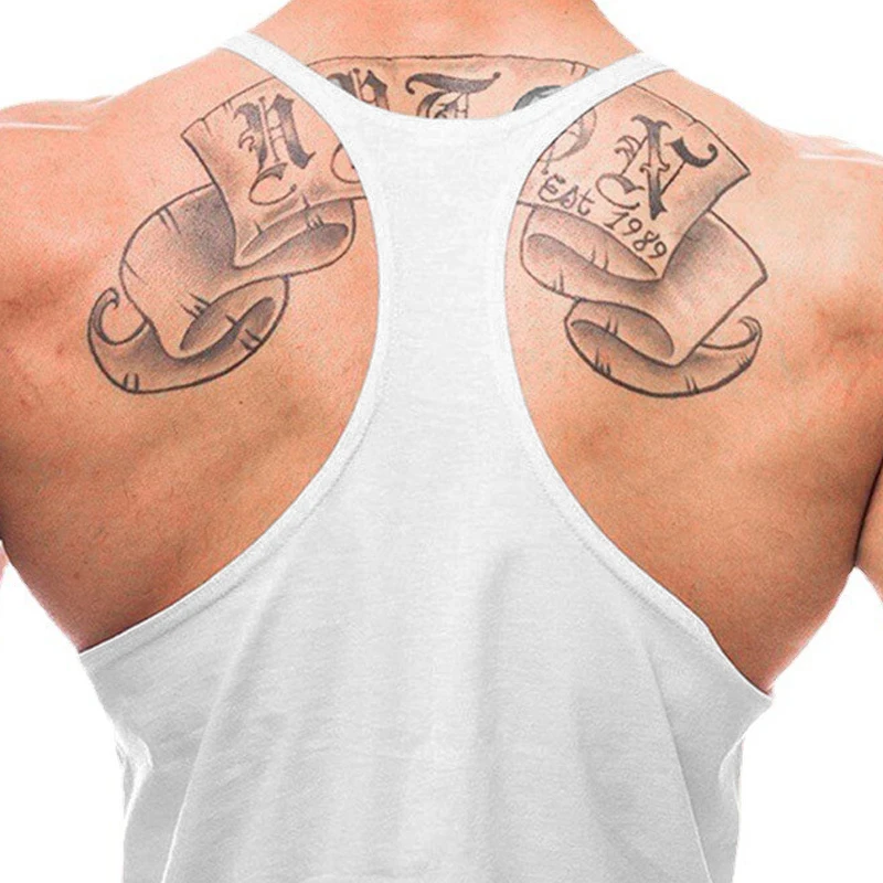 NO PAIN NO GAIN Workout Gym Clothing Bodybuilding Stringer Tank Top Men Cotton Vest Y Back Sleeveless Shirt Sports Singlets