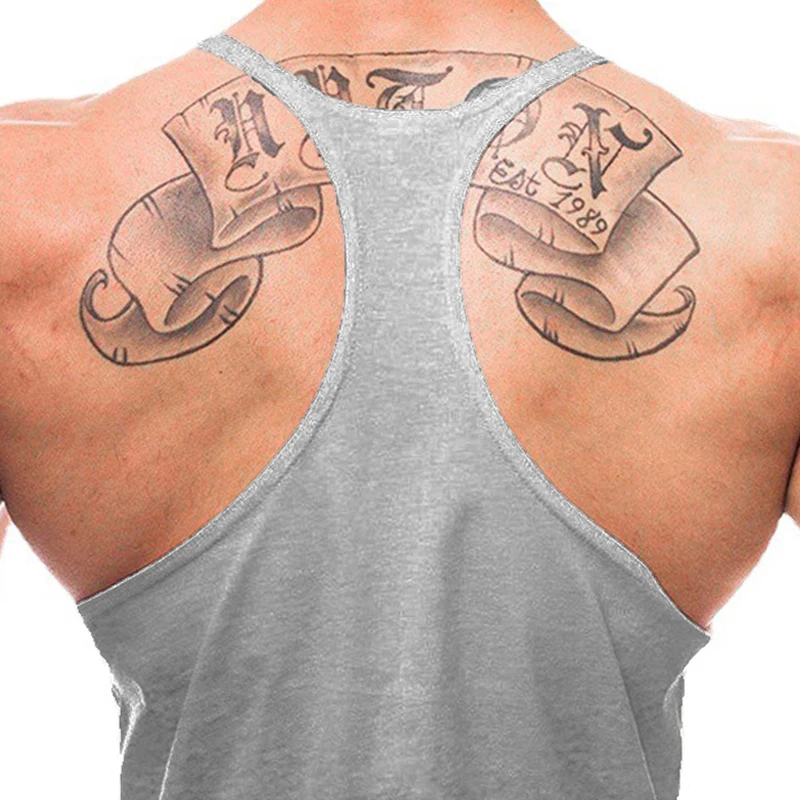 NO PAIN NO GAIN Workout Gym Clothing Bodybuilding Stringer Tank Top Men Cotton Vest Y Back Sleeveless Shirt Sports Singlets