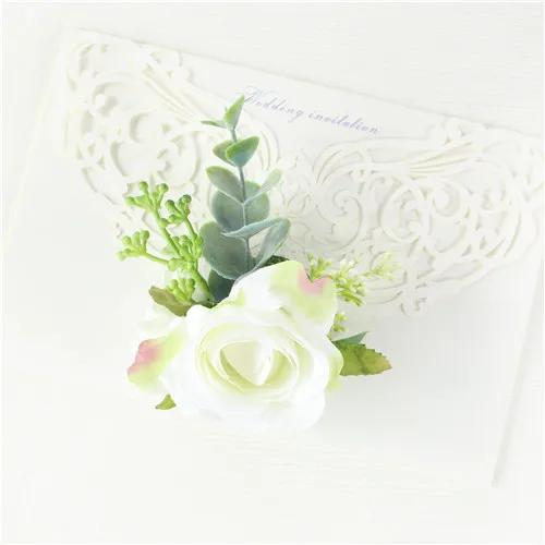 YO CHO White Silk Roses Corsages Boutonnieres Wedding Decoration Marriage Rose Wrist Corsage Pin Boutonniere Flowers for Guests